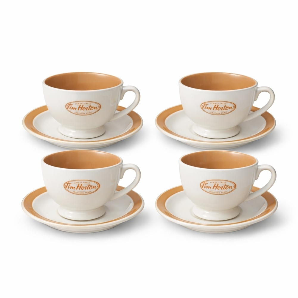 Vintage Tim Hortons Coffee Cups & Saucers Set of 4 Classic Restaurantware